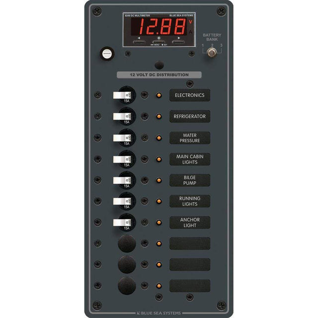 Blue Sea System Qualifies for Free Shipping Blue Sea DC Panel 10-Position with Multimeter #8402