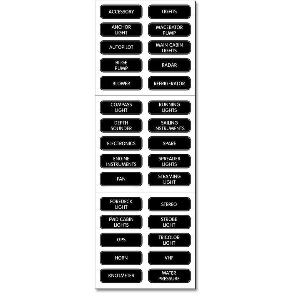 Blue Sea System Qualifies for Free Shipping Blue Sea DC Panel Basic 30 Label Set #8030