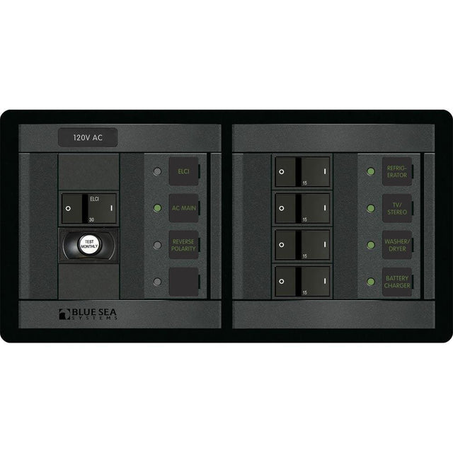 Blue Sea System Qualifies for Free Shipping Blue Sea Panel 360 120v AC 5-Position with ELCI Main 30a Fr #1193