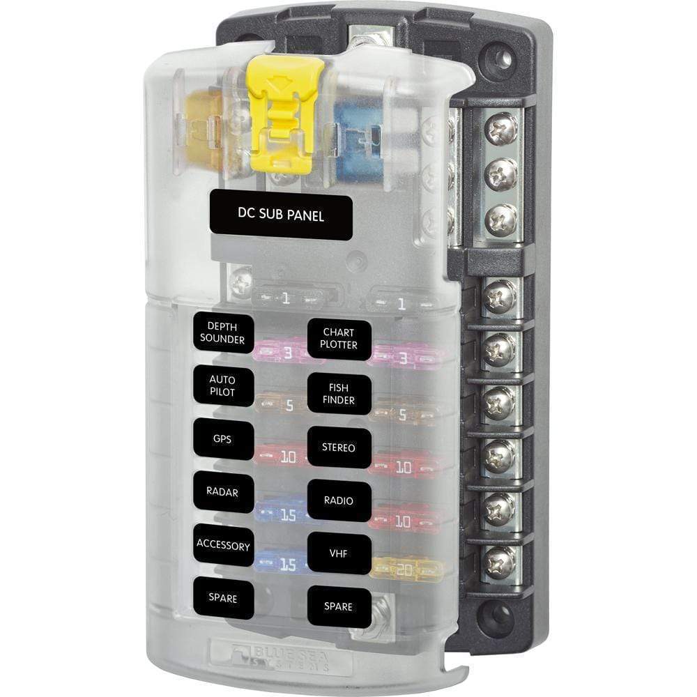 Blue Sea System Qualifies for Free Shipping Blue Sea ST Blade Fuse Block w/Cover 12-Circuit with Neg Bus #5026