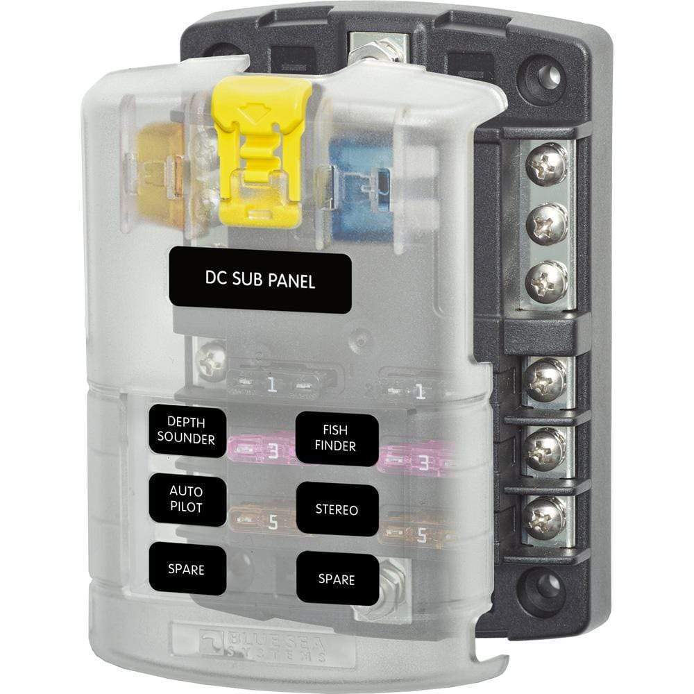 Blue Sea System Qualifies for Free Shipping Blue Sea ST Blade Fuse Block w/Cover 6-Circuit with Neg Bus #5025