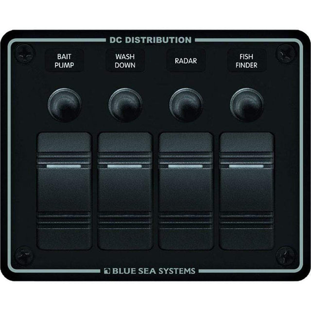 Blue Sea System Qualifies for Free Shipping Blue Sea Water Resistant 4-Position Black Horizontal Mount Panel #8372