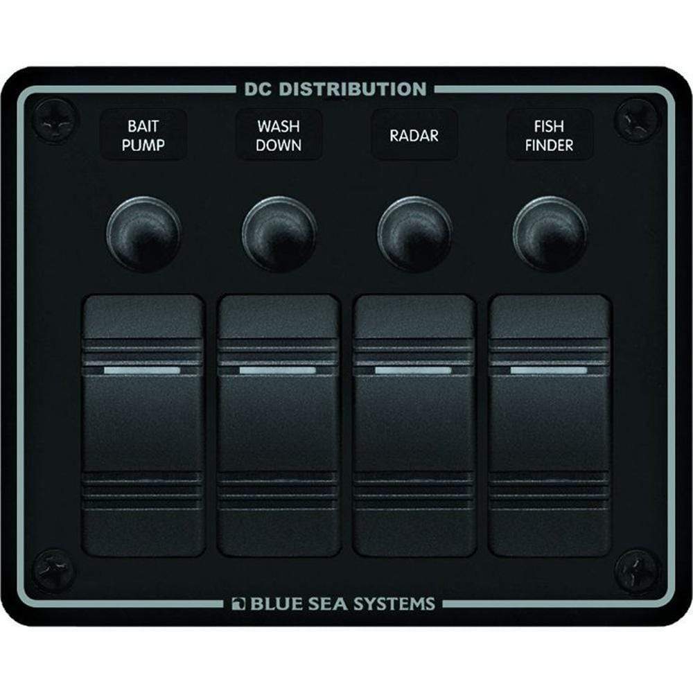 Blue Sea System Qualifies for Free Shipping Blue Sea Water Resistant 4-Position Black Horizontal Mount Panel #8372