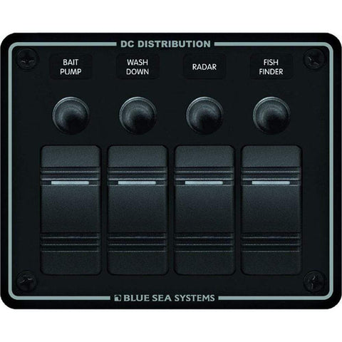 Blue Sea System Qualifies for Free Shipping Blue Sea Water Resistant 4-Position Black Horizontal Mount Panel #8372