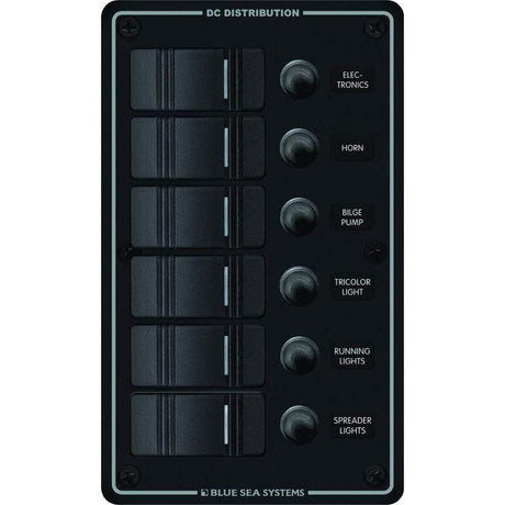 Blue Sea System Qualifies for Free Shipping Blue Sea Water Resistant 6-Position Black Vertical Mount Panel #8373