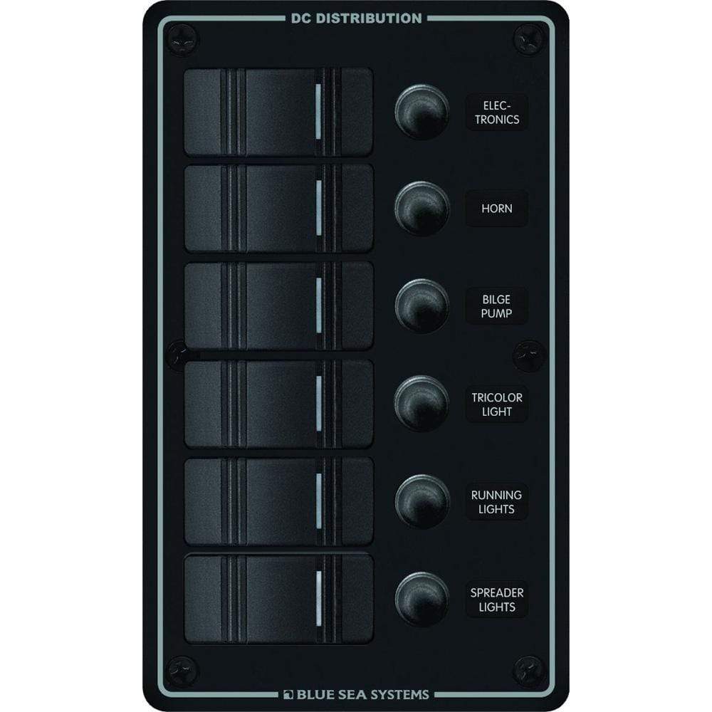 Blue Sea System Qualifies for Free Shipping Blue Sea Water Resistant 6-Position Black Vertical Mount Panel #8373
