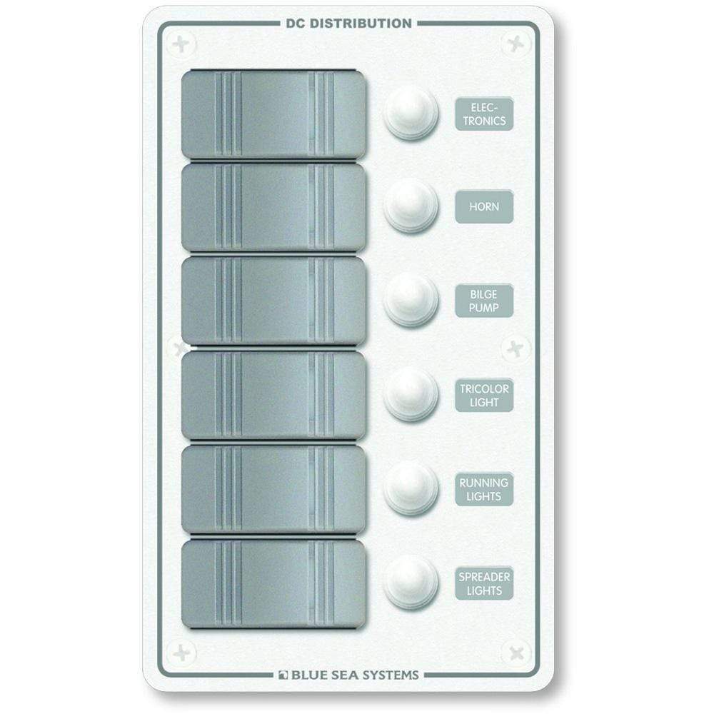 Blue Sea System Qualifies for Free Shipping Blue Sea Water Resistant Panel 6-Position White Vertical #8273