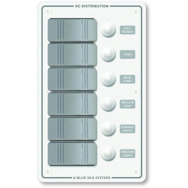 Blue Sea System Qualifies for Free Shipping Blue Sea Water Resistant Panel 6-Position White Vertical #8273