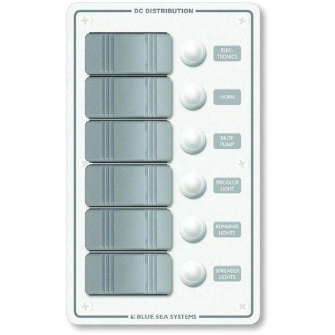 Blue Sea System Qualifies for Free Shipping Blue Sea Water Resistant Panel 6-Position White Vertical #8273