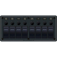 Blue Sea System Qualifies for Free Shipping Blue Sea Water Resistant Panel 8-Position Black Horizontal Mount #8371