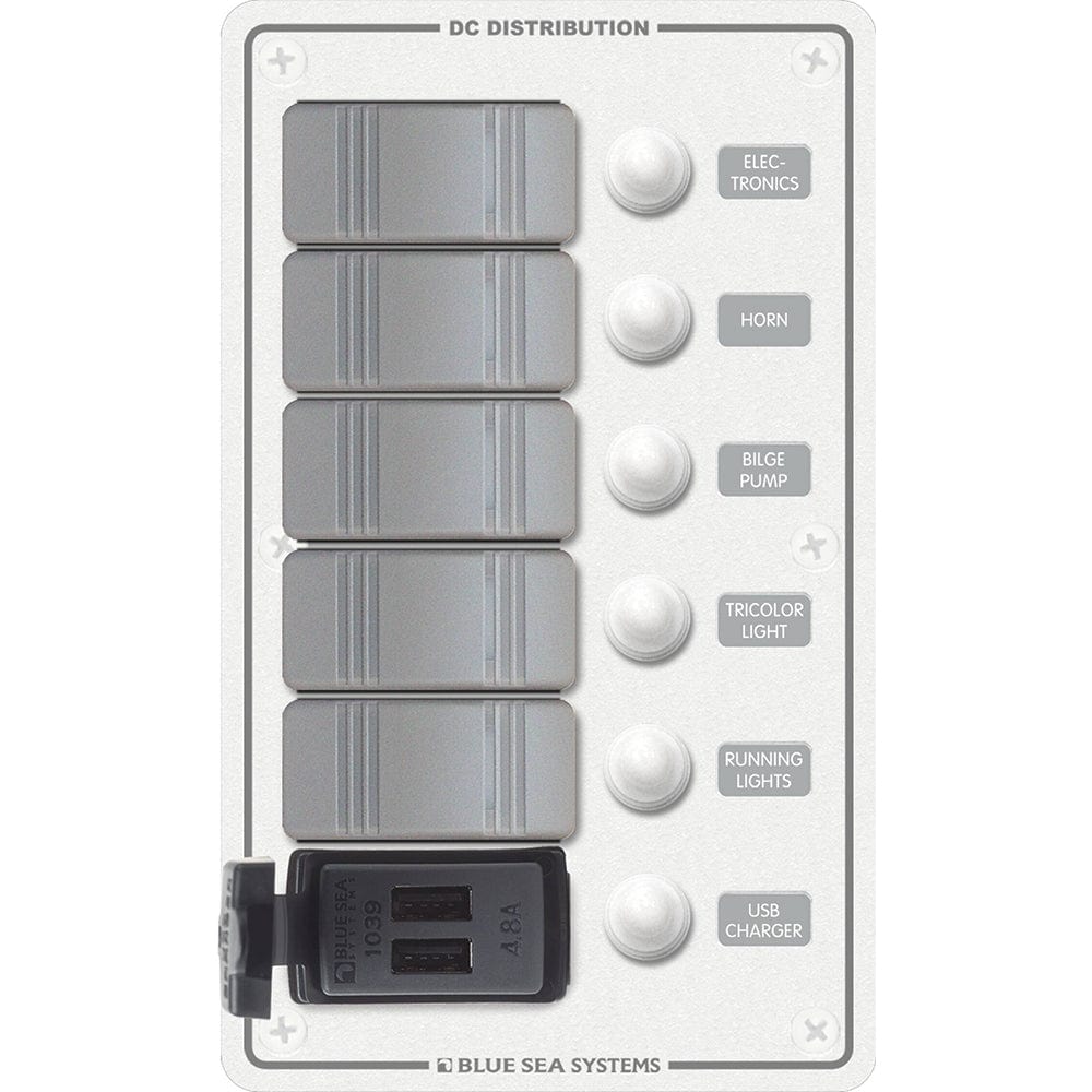 Blue Sea System Qualifies for Free Shipping Blue Sea Waterproof Panel 12v 5-Position Plus Dual USB #8421
