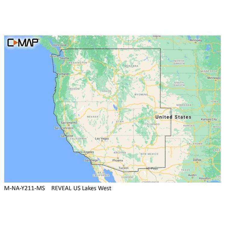 C-MAP USA Qualifies for Free Shipping C-MAP Reveal Inland US Lakes West #M-NA-Y211-MS