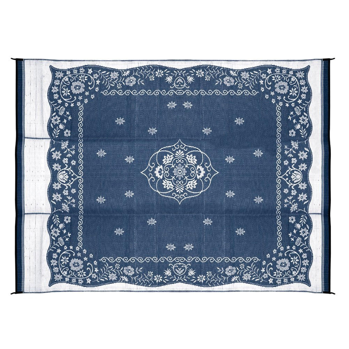 Camco Not Qualified for Free Shipping Camco Oriental Awning Leisure Mat Blue 9' x 12' #42851