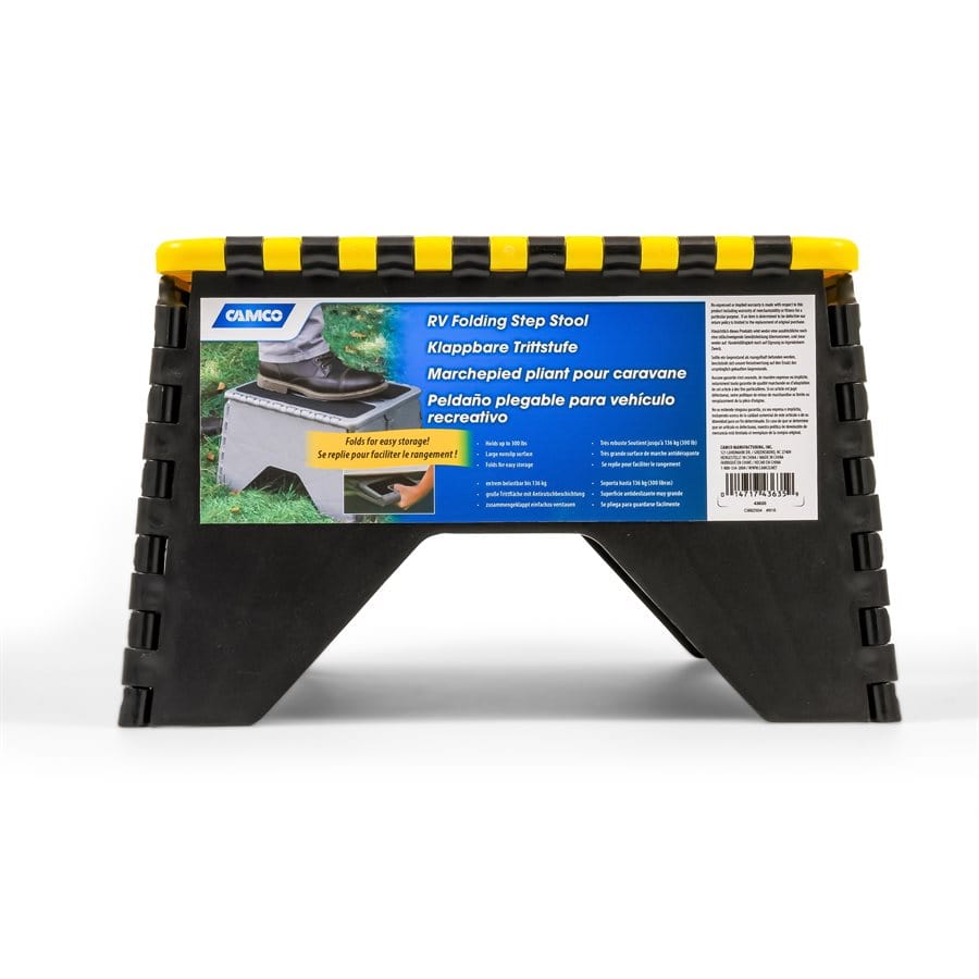 Camco Qualifies for Free Shipping Camco Plastic Folding Step Stool with Non-Skid Black/Yellow #43637
