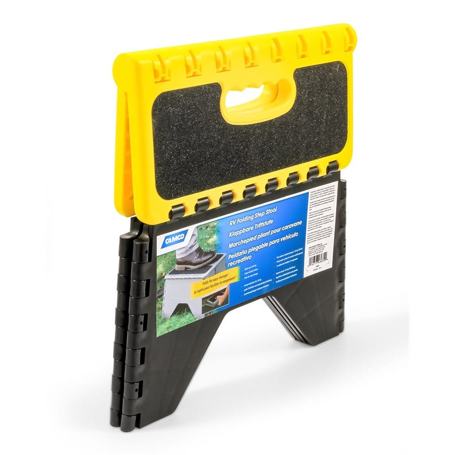 Camco Qualifies for Free Shipping Camco Plastic Folding Step Stool with Non-Skid Black/Yellow #43637