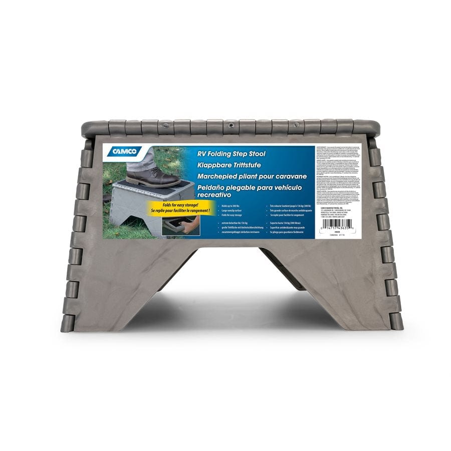 Camco Qualifies for Free Shipping Camco Plastic Folding Step Stool with Non-Skid Silver #43635
