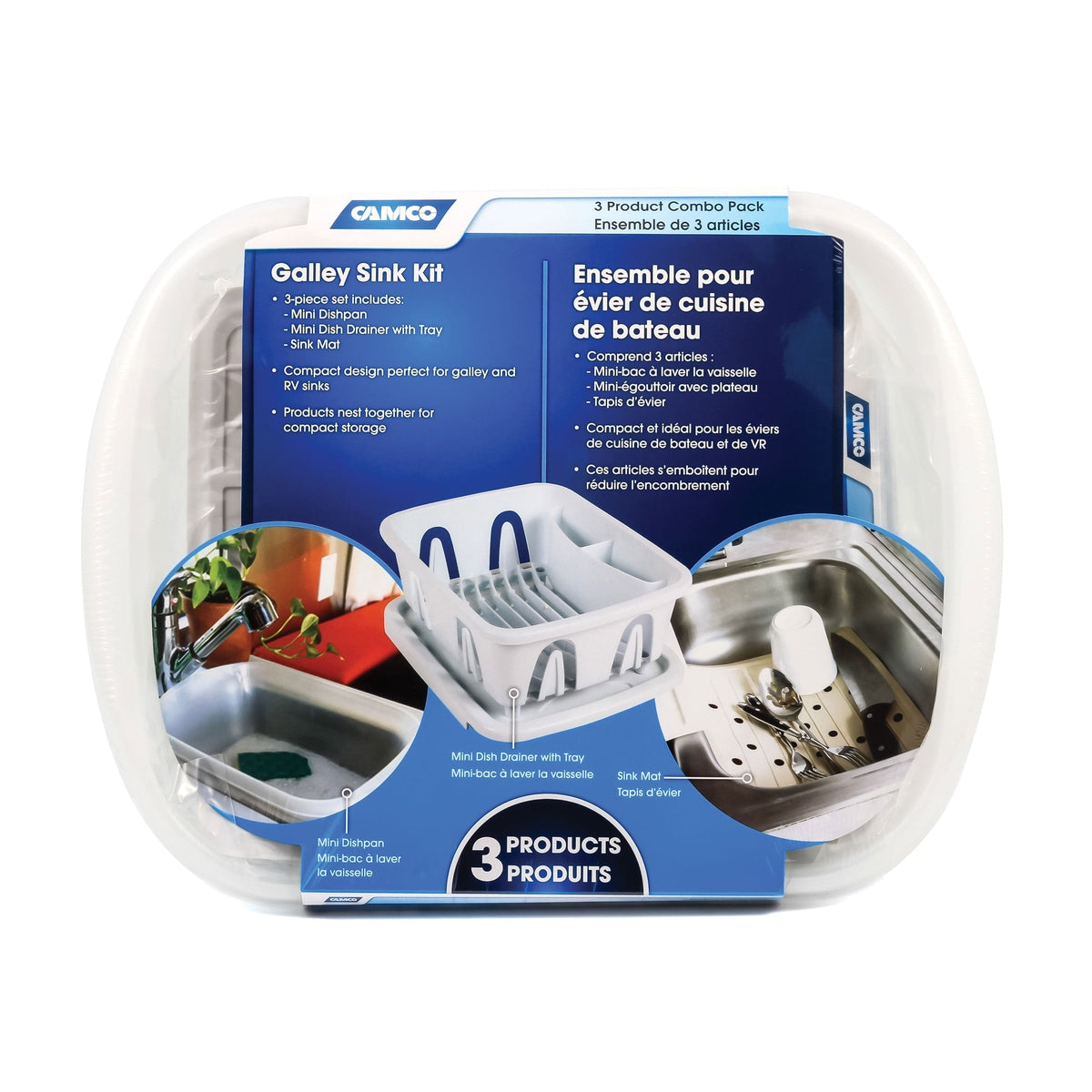 Camco Qualifies for Free Shipping Camco Sink Kit with Dish Drainer Dish Pan & Sink Mat White #43517