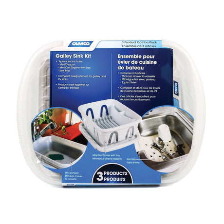 Camco Qualifies for Free Shipping Camco Sink Kit with Dish Drainer Dish Pan & Sink Mat White #43517
