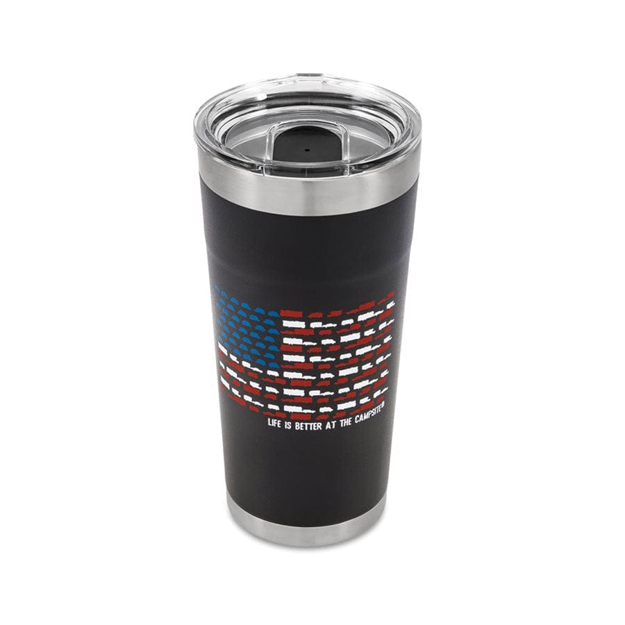 Camco Qualifies for Free Shipping Camco SS Insulated Twist Top Tumbler Charcoal US Flag 20 oz #53065
