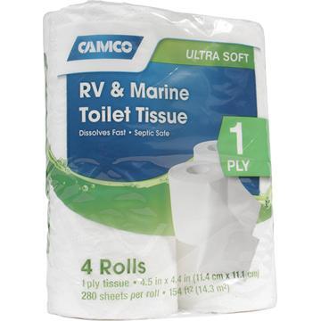 Camco Qualifies for Free Shipping Camco TST 1-Ply Toilet Tissue 4 Rolls #40276