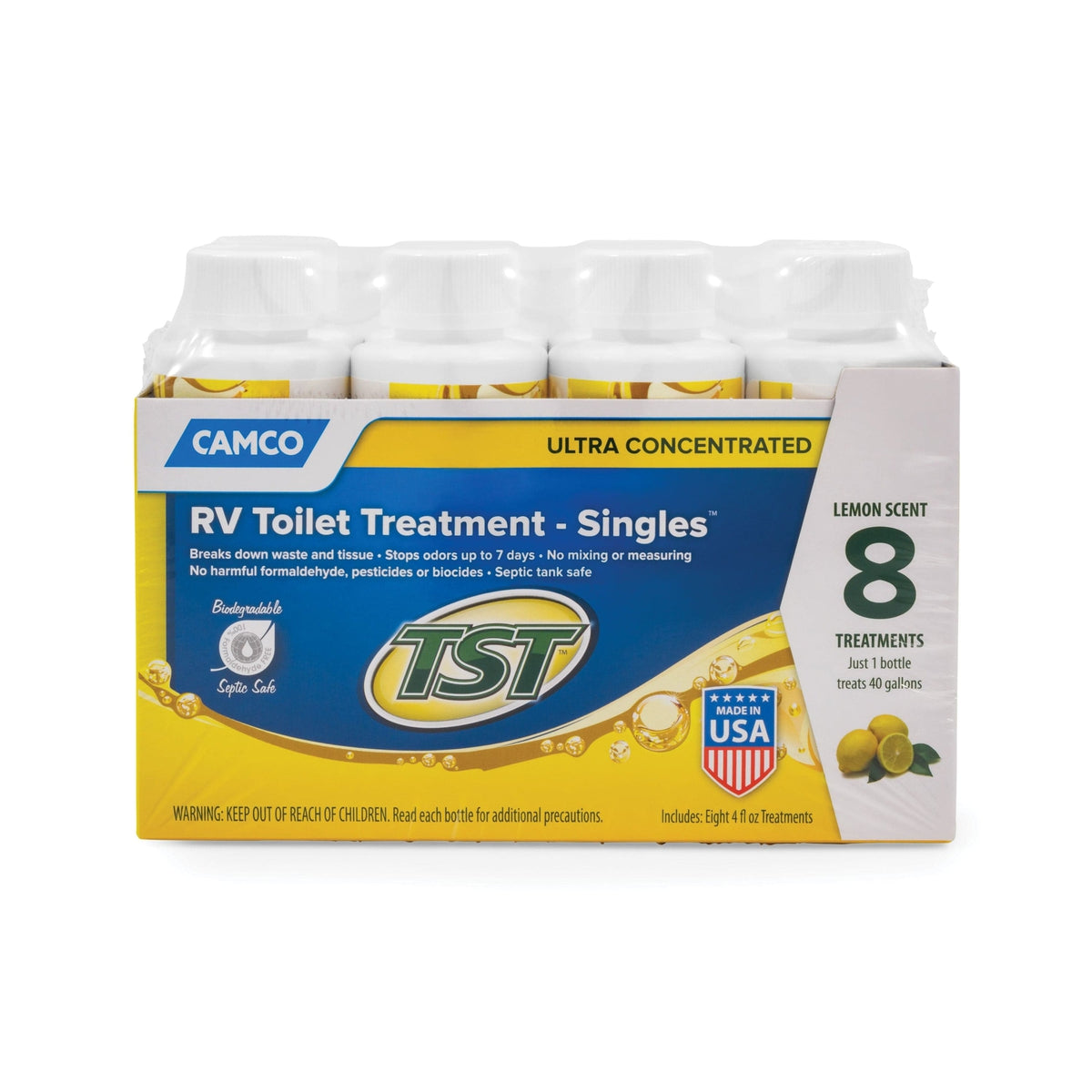 Camco Qualifies for Free Shipping Camco TST Ultra-C Toilet Treatment Lemon Scent 4 oz Bottle 8-pk #41571