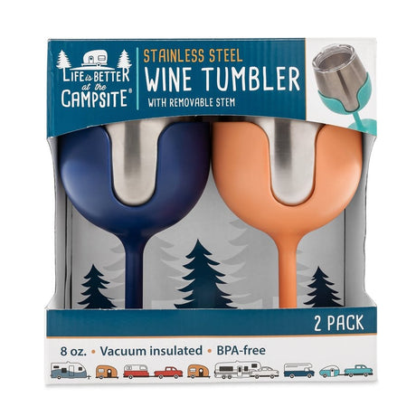 Camco Qualifies for Free Shipping Camco Wine Tumbler Set Navy/Peach Pair #51917