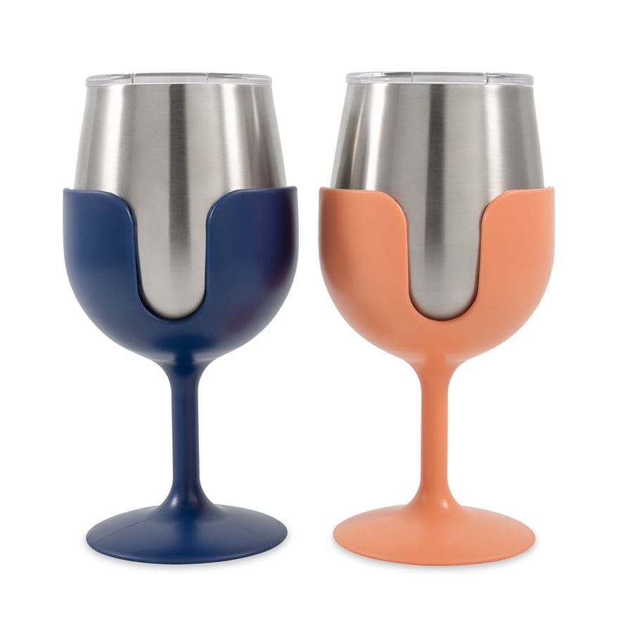 Camco Qualifies for Free Shipping Camco Wine Tumbler Set Navy/Peach Pair #51917