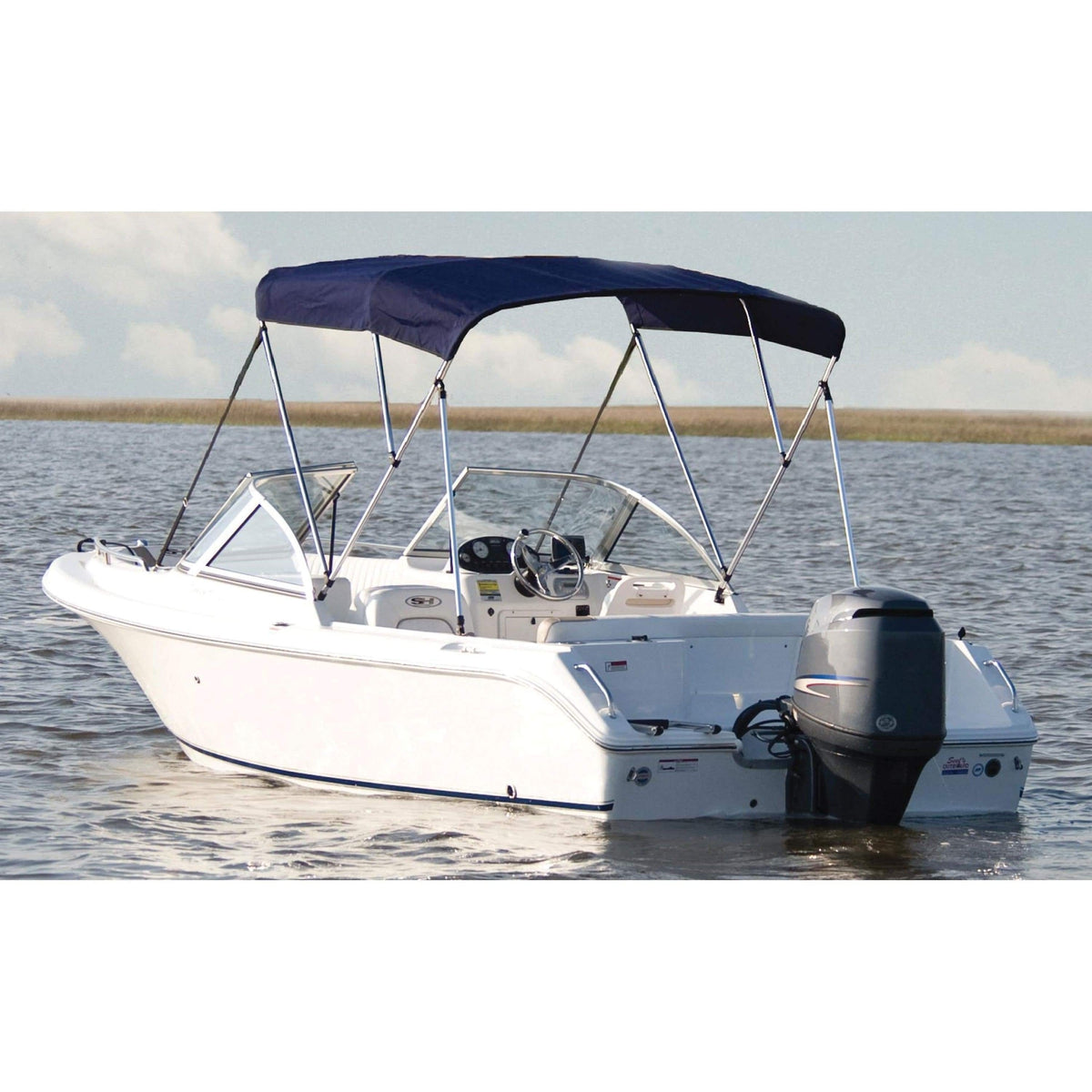 Carver 3-Bow Round Tube Bimini Top Navy 85" 90" W #A5487TB-5