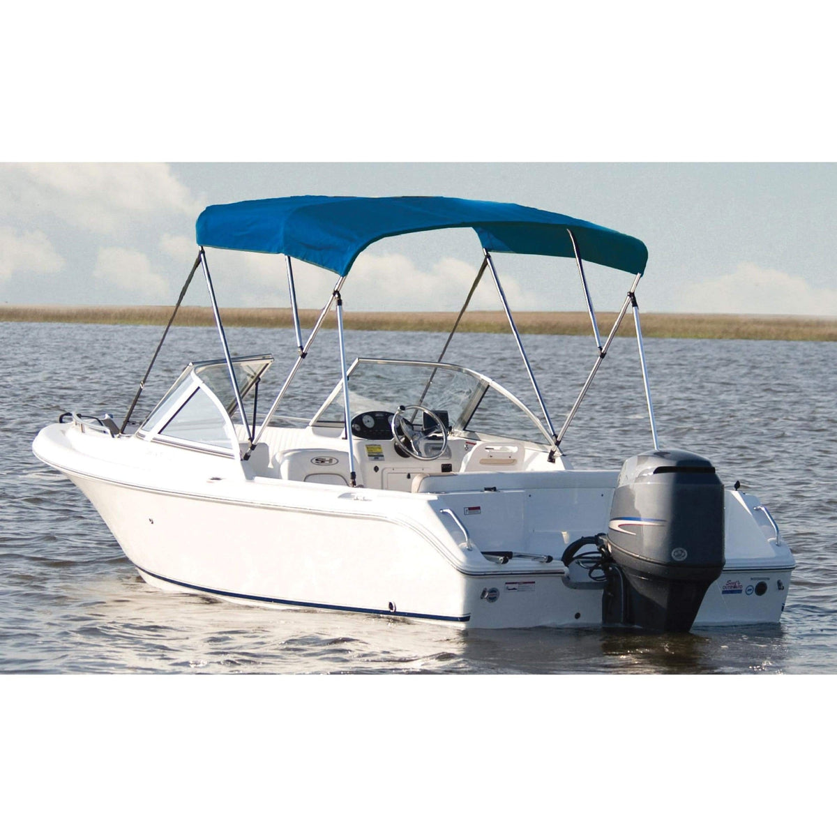 Carver 3-Bow Round Tube Bimini Top Pacific Blue 67" 72" W #A5469TB-4