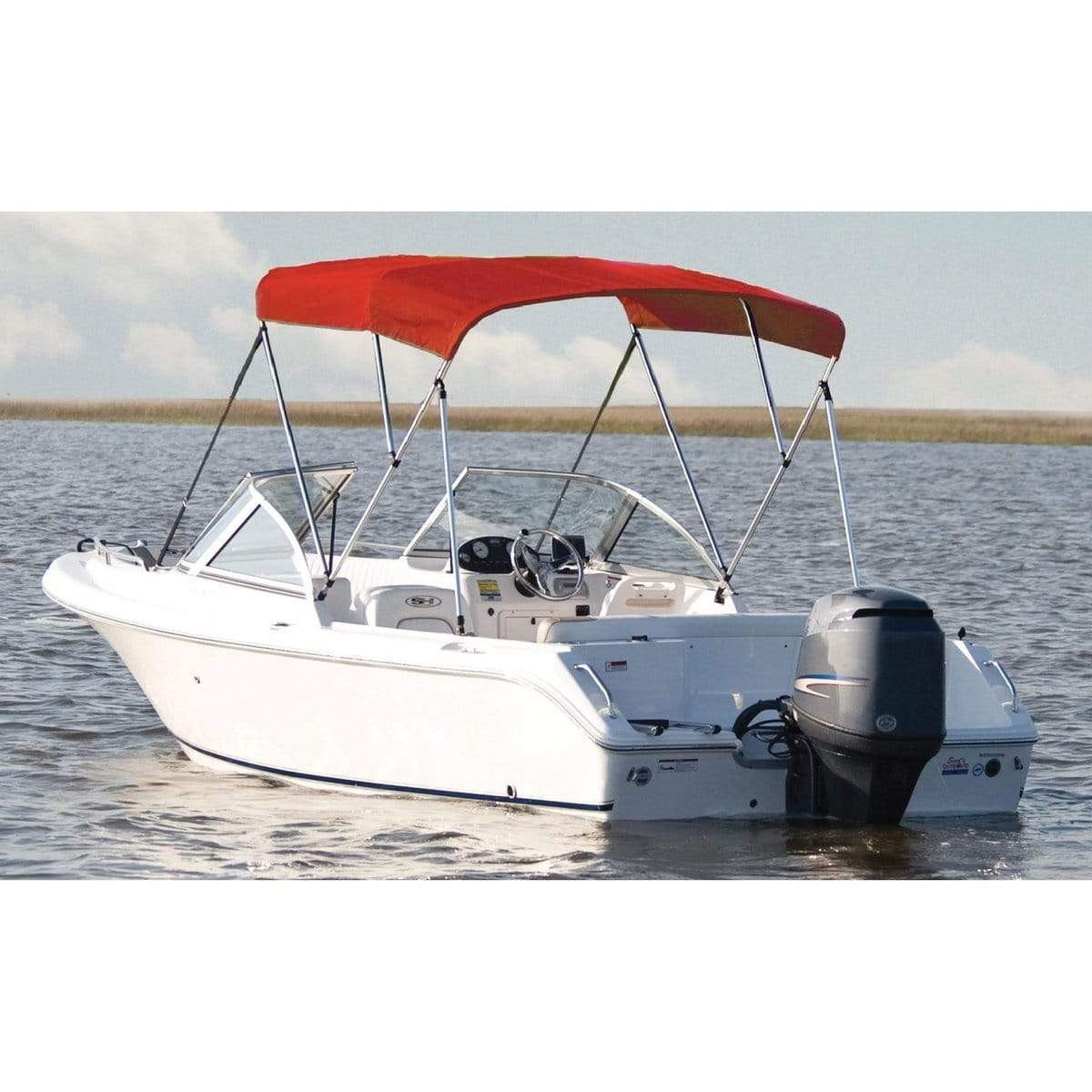 Carver Industries Qualifies for Free Shipping Carver 3-Bow Round Tube Bimini Top Red 73" 78" W #A5475TB-7