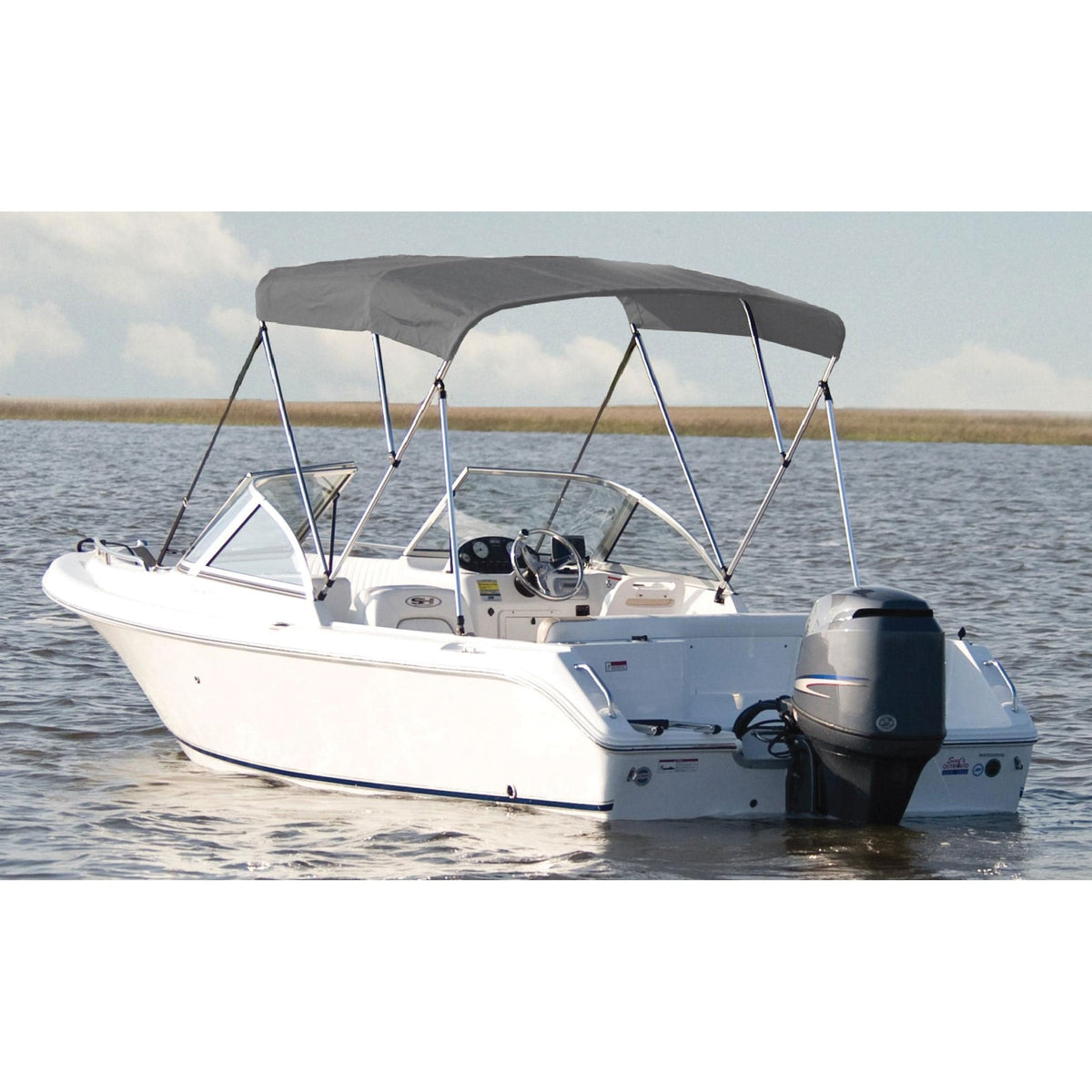 Carver Industries Not Qualified for Free Shipping Carver Bimini Top & Boot Assembly-3-Bow Cadet Gray #A5475TB-10