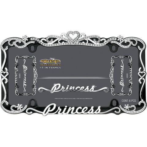 Cruiser Accessories Qualifies for Free Shipping Cruiser License Plate Frame Princess Black/Chrome-Plated Metal #22635
