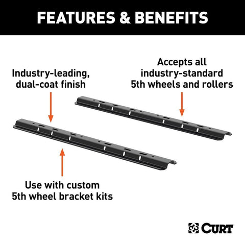 CURT Not Qualified for Free Shipping CURT 5th Wheel Hitch Rails 25000 lb Carbide Black #16204