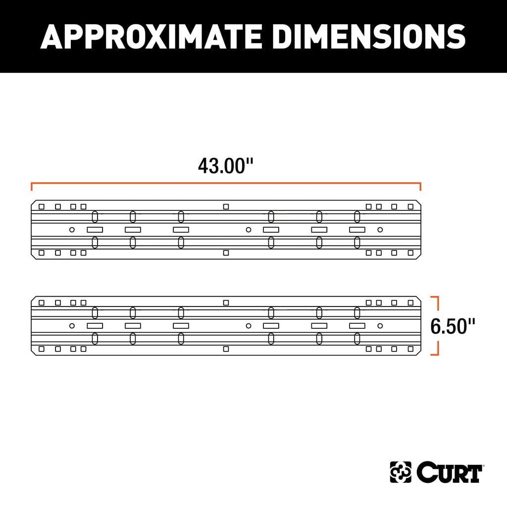 CURT Oversized - Not Qualified for Free Shipping CURT 5th Wheel Hitch Rails & 4-Bolt Brackets 25K Gloss Black #16150