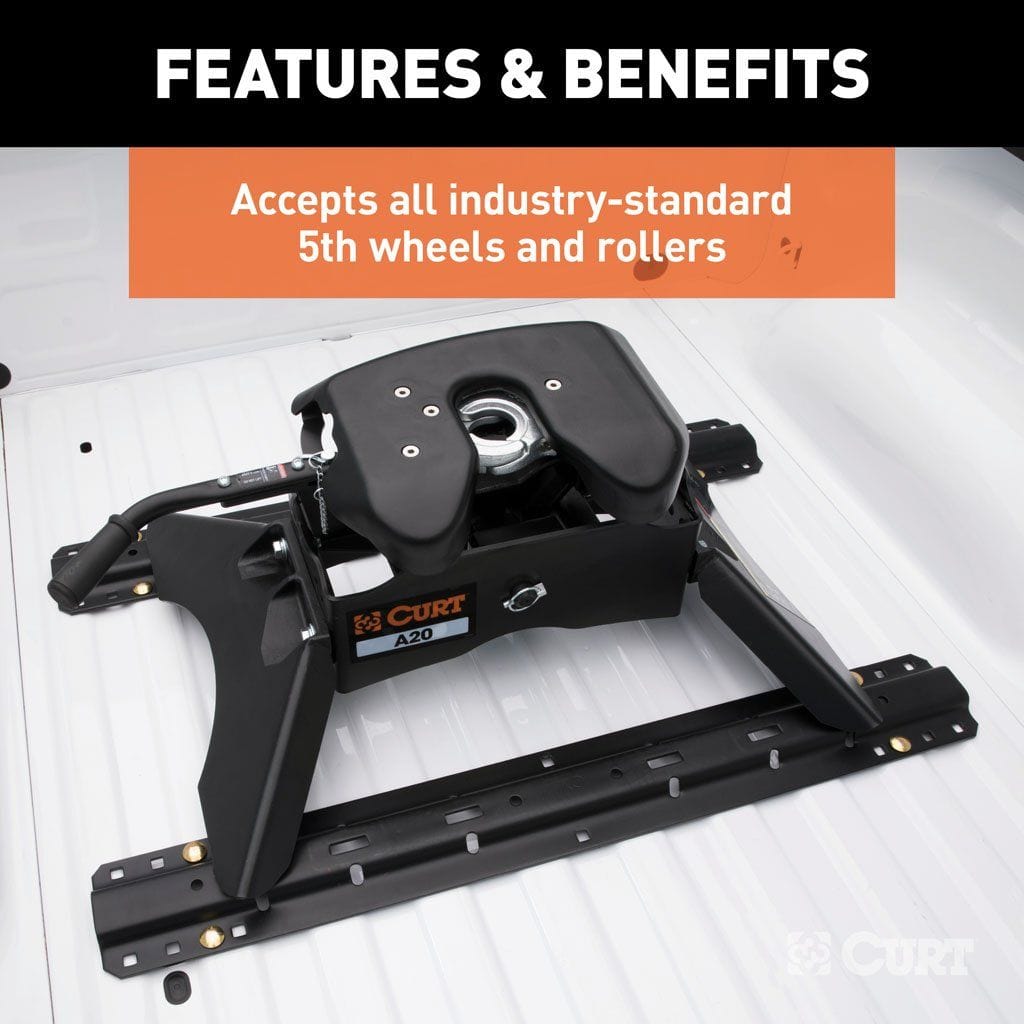 CURT Oversized - Not Qualified for Free Shipping CURT 5th Wheel Hitch Rails & 4-Bolt Brackets 25K Gloss Black #16150