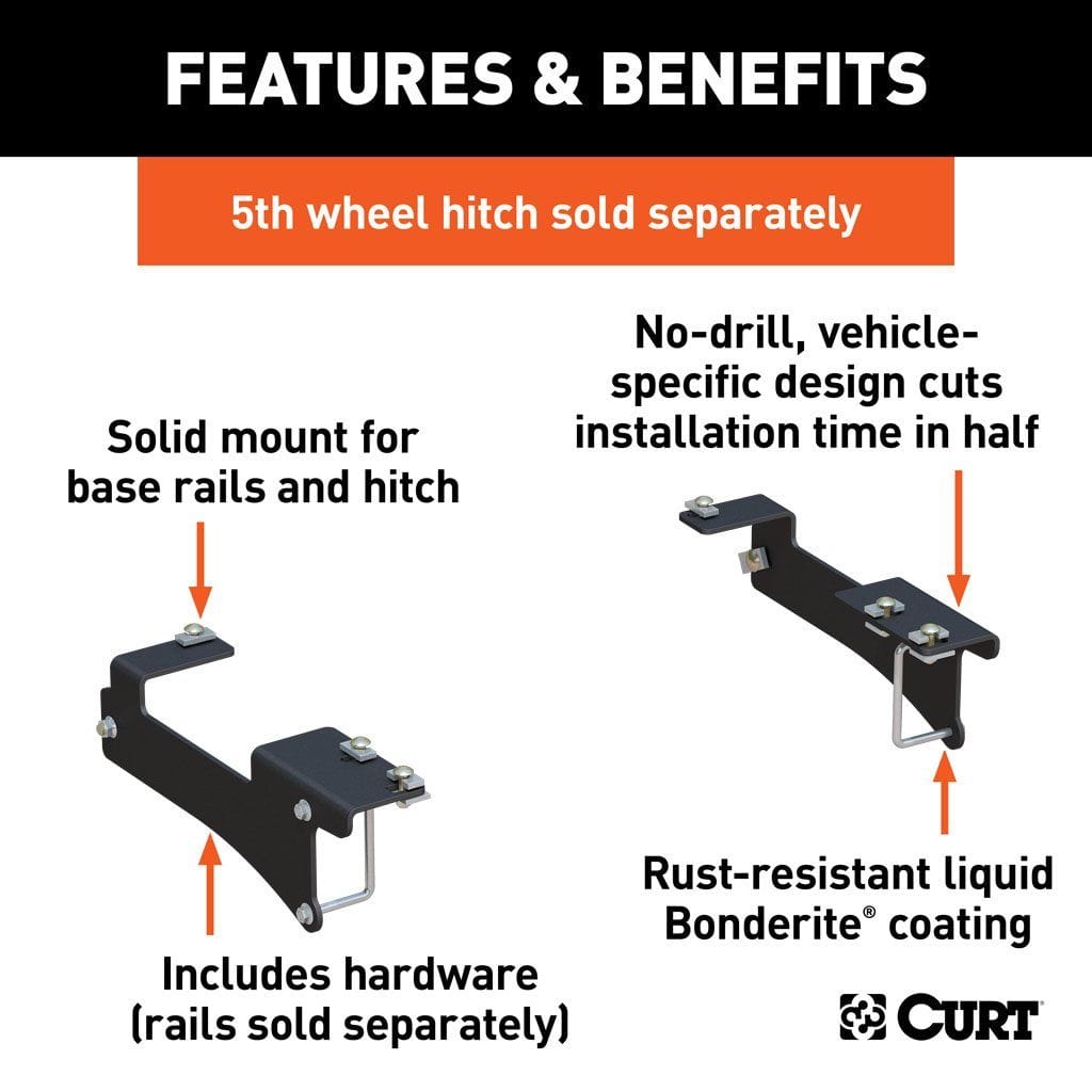 CURT Not Qualified for Free Shipping CURT 5th Wheel Install Brackets fits Silverado/Sierra 2500 3500 HD #16429