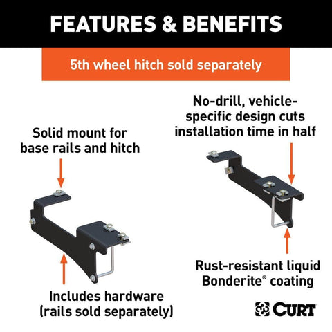 CURT Not Qualified for Free Shipping CURT 5th Wheel Install Brackets fits Silverado/Sierra 2500 3500 HD #16429