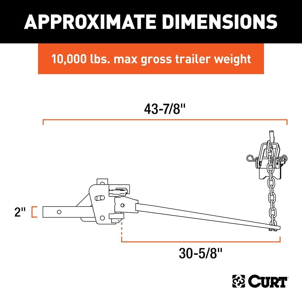 CURT Truck Freight - Not Qualified for Free Shipping CURT Long Trunnion Bar Weight Distribution Hitch up to 10K 2" Shank #17302