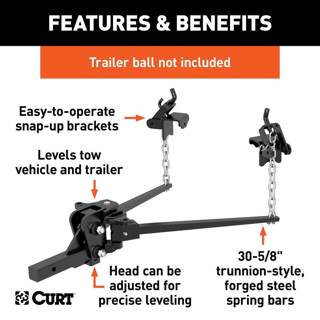 CURT Truck Freight - Not Qualified for Free Shipping CURT Long Trunnion Bar Weight Distribution Hitch up to 8K 2" Shank #17301