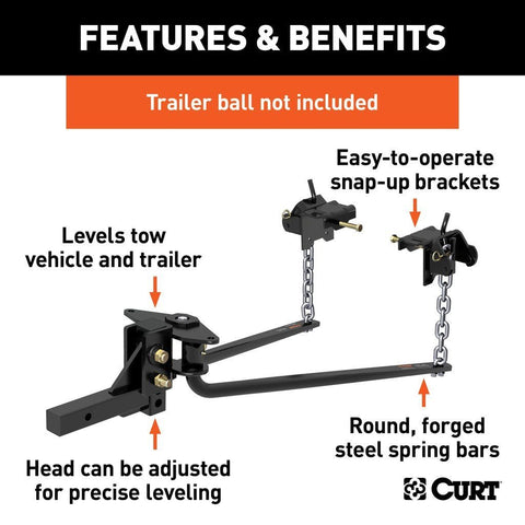CURT Truck Freight - Not Qualified for Free Shipping CURT MV Round Bar Weight Distribution Hitch up to 14K 2" Shank #17057