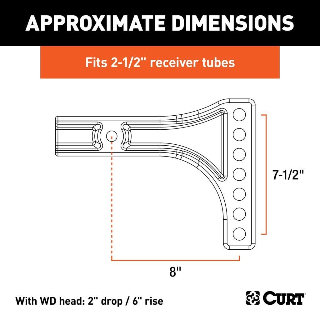 CURT Qualifies for Free Shipping CURT Repl Weight Dist Hitch Shank 2-1/2" Receiver 2" Drop 6" Rise #17131