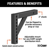 CURT Qualifies for Free Shipping CURT Repl Weight Dist Hitch Shank 2" Receiver 6" Drop 10-1/4" Rise #17121