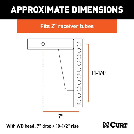 CURT Qualifies for Free Shipping CURT Repl Weight Dist Hitch Shank 2" Receiver 7" Drop 10.5" Rise #17123