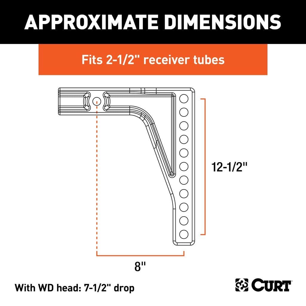 CURT Not Qualified for Free Shipping CURT Repl Weight Distribution Hitch Shank 2-1/2" Receiver 8" Drop #17132