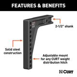CURT Not Qualified for Free Shipping CURT Repl Weight Distribution Hitch Shank 2-1/2" Receiver 8" Drop #17132