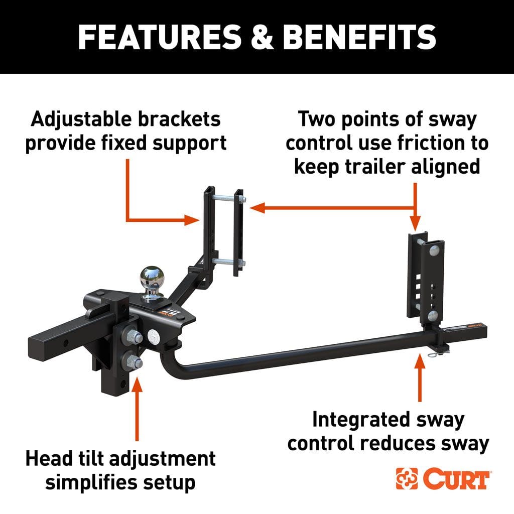 CURT Truck Freight - Not Qualified for Free Shipping CURT TruTrack 2P Weight Distribution Hitch 2X Sway Control 8K-10K #17601