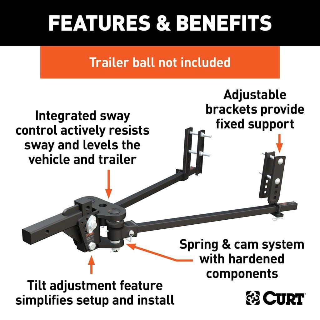 CURT Truck Freight - Not Qualified for Free Shipping CURT TruTrack Light-Duty Weight Dist Hitch with Sway Control 8K #17499