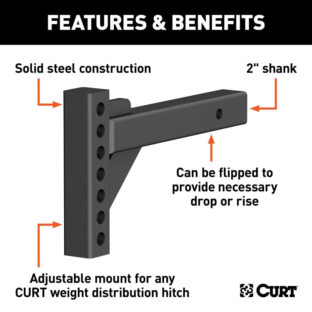CURT Qualifies for Free Shipping CURT Weight Dist Hitch Shank 2" Receiver 12" L 2" Drop 6" Rise #17102