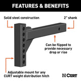 CURT Qualifies for Free Shipping CURT Weight Dist Hitch Shank 2" Receiver 14" L 2" Drop 6" Rise #17103