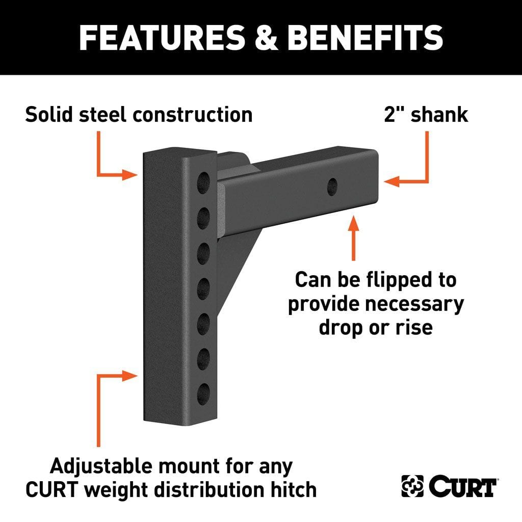 CURT Qualifies for Free Shipping CURT Weight Distribution Hitch Shank 2" Receiver 8" L 2" Drop 6" Rise #17100